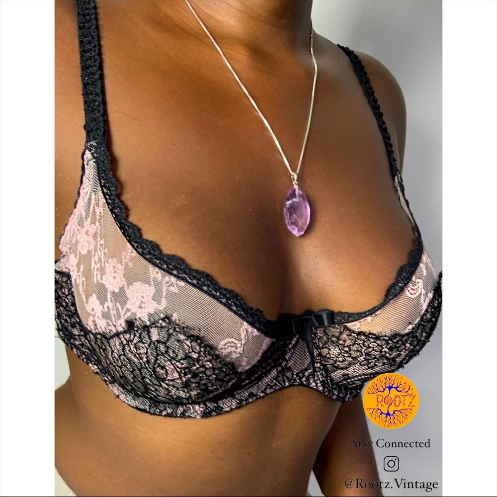 Agent Provocateur Vintage Black & Pink Lace Bra